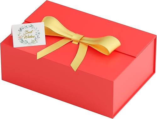 Miniatura 1 de RYDDOY Caja de regalo grande de 13 x 9 x 4 pulgadas, caja de regalo roja con tapa magnética para regalos que contiene tarjeta, cinta, caja de regalo