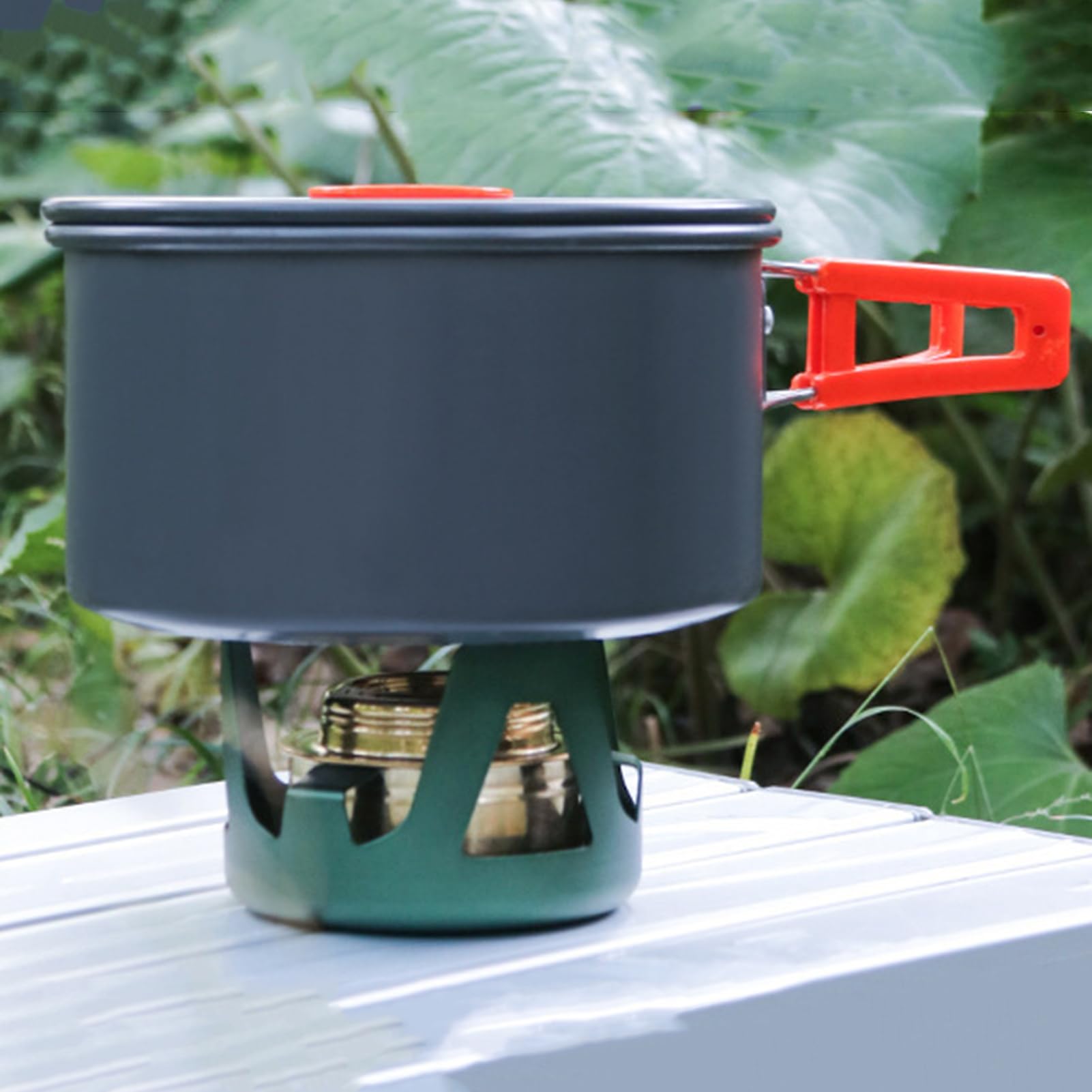 Réchaud à Alcool Portable 9x6,5cm – Cuivre Et Alu, Léger, Flamme Stable – Pour Camping, Trekking, Randonnée, Pique-Nique