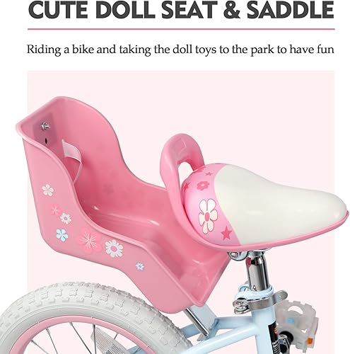 Miniatura 6 de Glerc Petal Girls Bike, 12-18 Inch Kids Bike for Ages 2-9 Years Old Children, Princess Style Kids Bicycle with Training Wheels & Basket & Streamers,