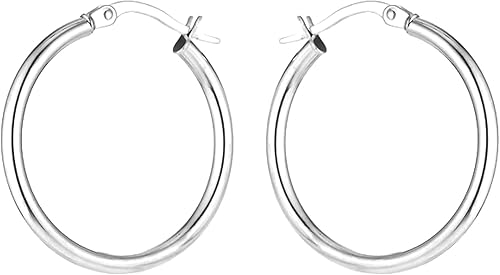 Miniatura 3 de Charmsy - Juego de 2 pares de aros clásicos de plata de ley 925 para mujer, 1.575 in, Plata Esterlina