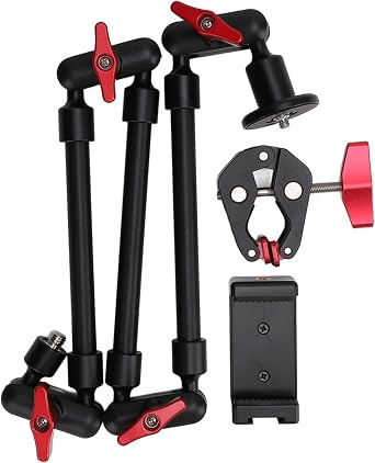 Yunseity 31Inch / 22inch Adjustable Articulating Friction Magic Arm, 360 Camera Clamp Mount with 1/4 Inch 3/ Thread, Super Desk Clamp Camera Mount Magic Arm for LED Lights
