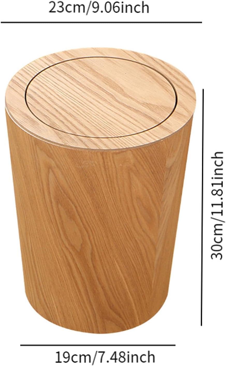 Yajuyi Trash Can with Lid Wastebasket 10L Wood Dustbin Garbage Recycling Bin for Home Farmhouse, Light Brown