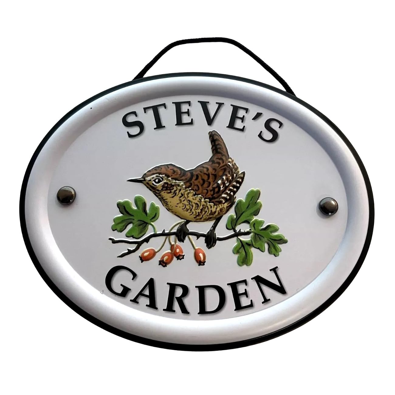 Personalised Garden Sign Hanging Outdoor Tin Plaque Embossed Metal Wall Signs "Steve's Garden"