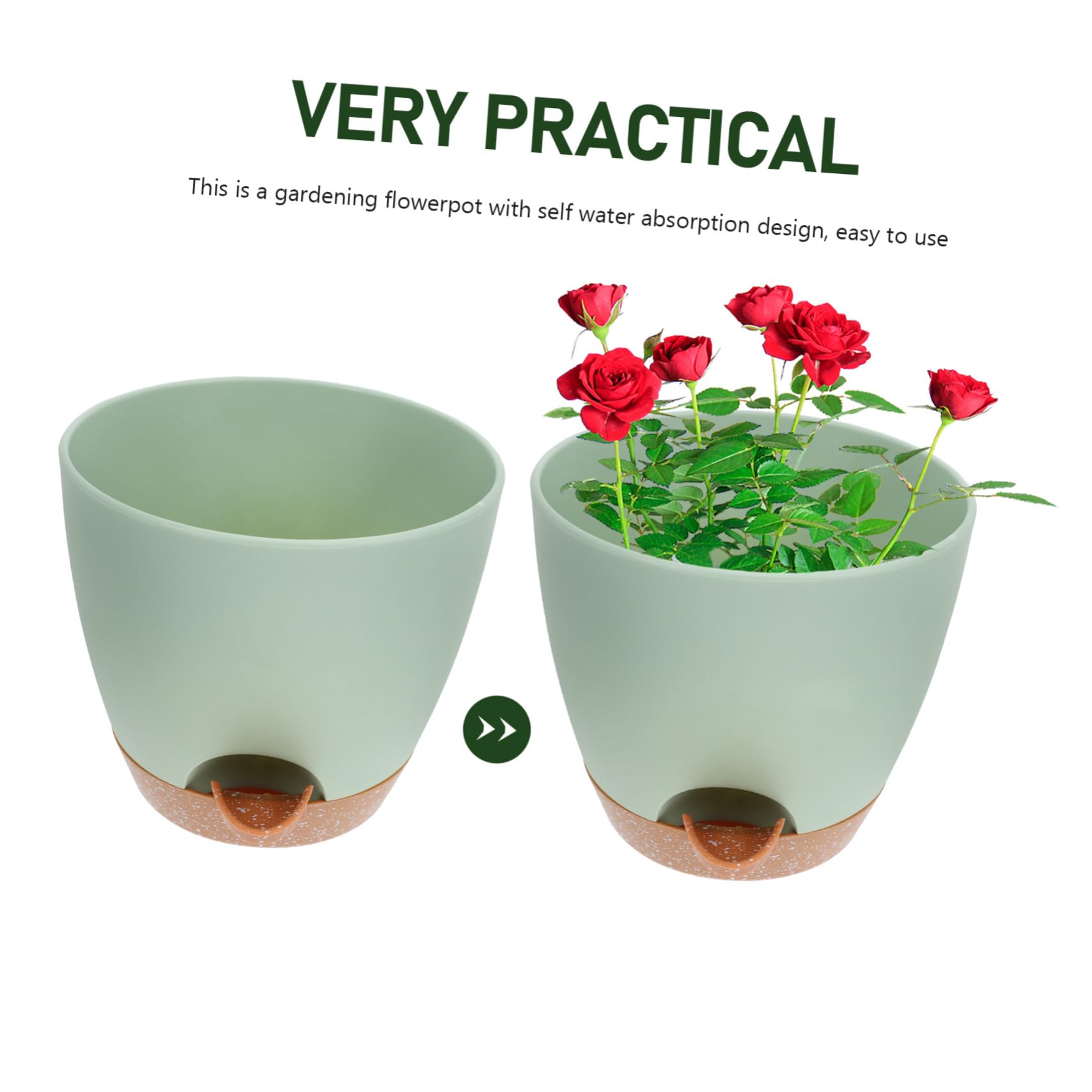 UKCOCO Pot de Fleurs à Arrosage Automatique 3 Pièces en Plastique