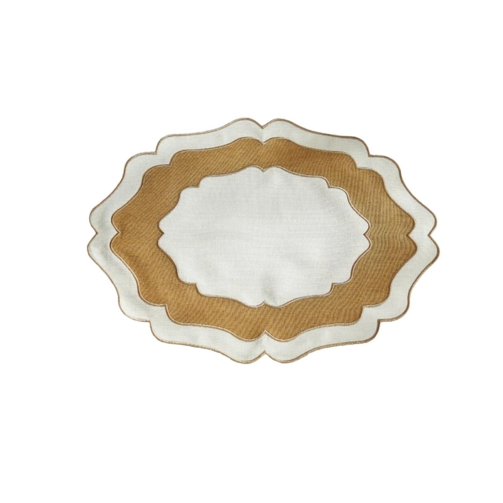WZPTLKIBAD Linen Table Placemat with Lace Embroidery, Washable