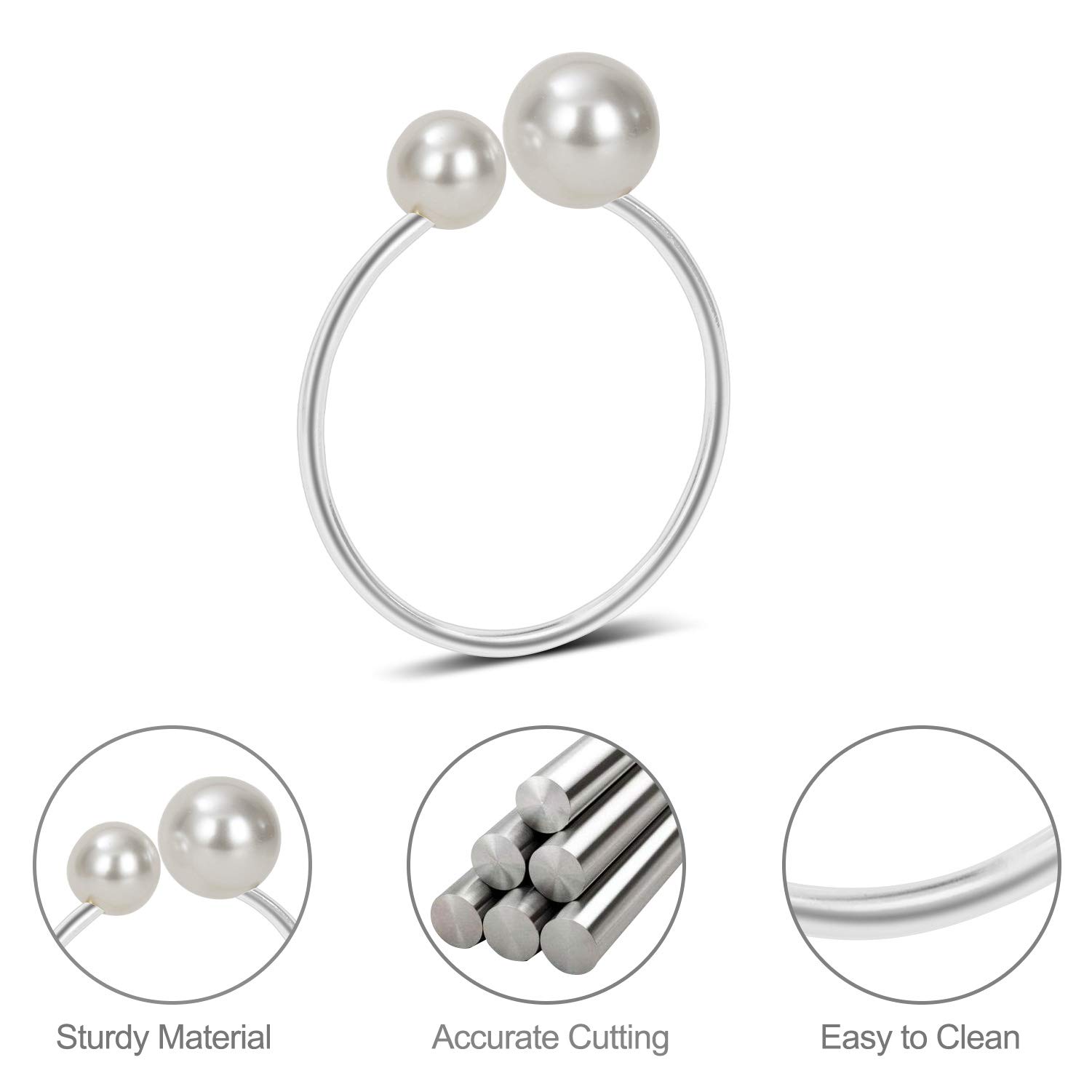 KPOSIYA Perlen-Serviettenringe – Set mit 50 silberfarbenen Serviettenhaltern, Tischserviettenschnallen für Esstisch, Weihnachten, Hochzeit, Partyzubehör (Silber 50)
