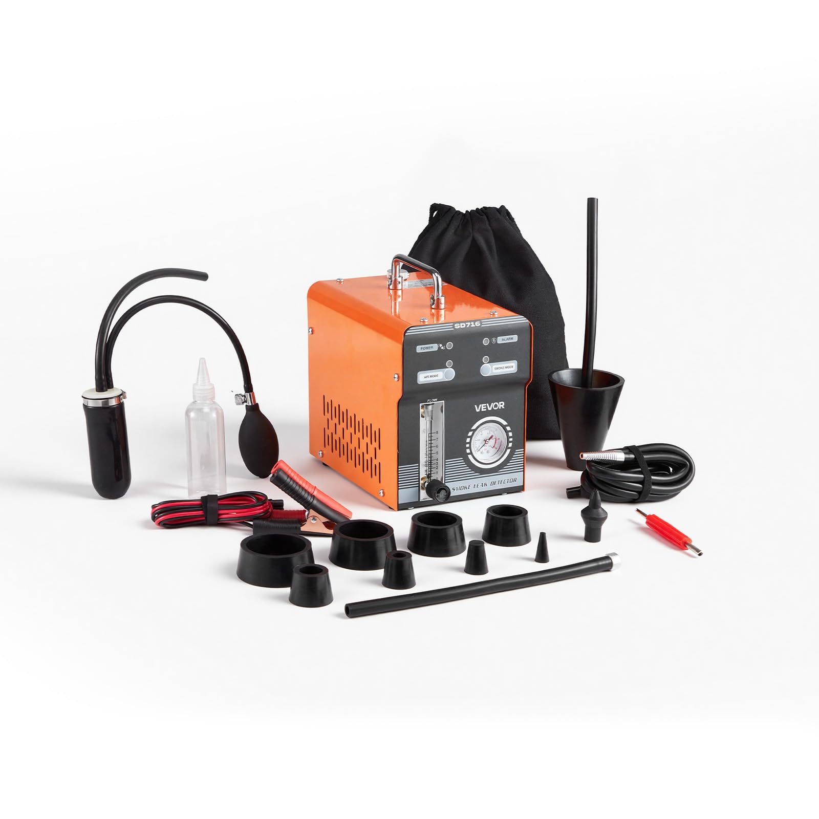 VEVOR Máquina de Fugas de Humo 12 V CC, Detector de Fugas de Humo Automotriz Probador de Vacío EVAP, con Bomba de Aire, Manómetro y Caudalímetro Incorporados, Modo Dual para Coches, Motos, Barcos