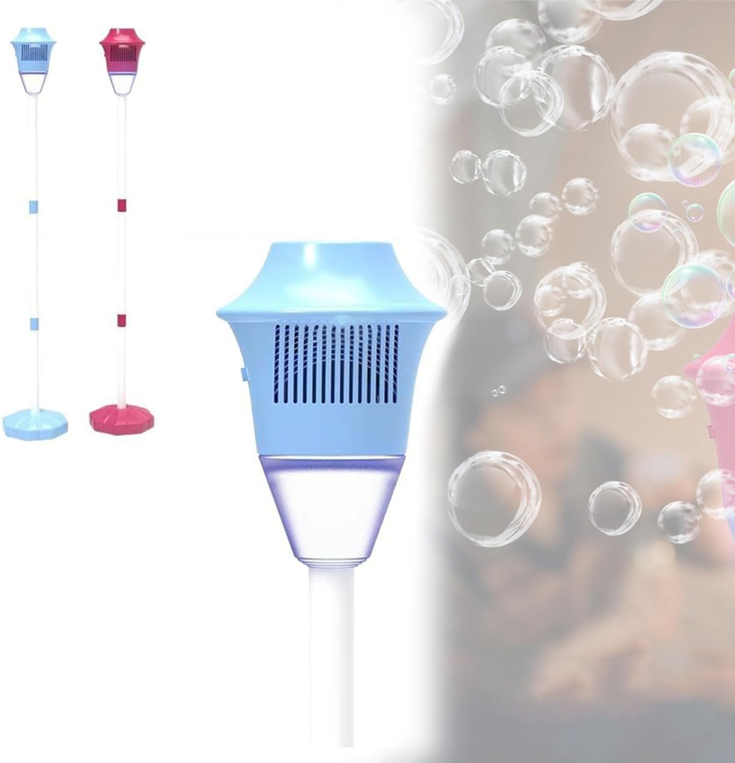 Glow Burst Bubble Fountain,Bubble Burst Fountain,Bubbles Burst Bubbles Fountains, Bubbles Maker Spring Summer Toys with Lights, for Outdoor Play, Parties (Blue, Battery)
