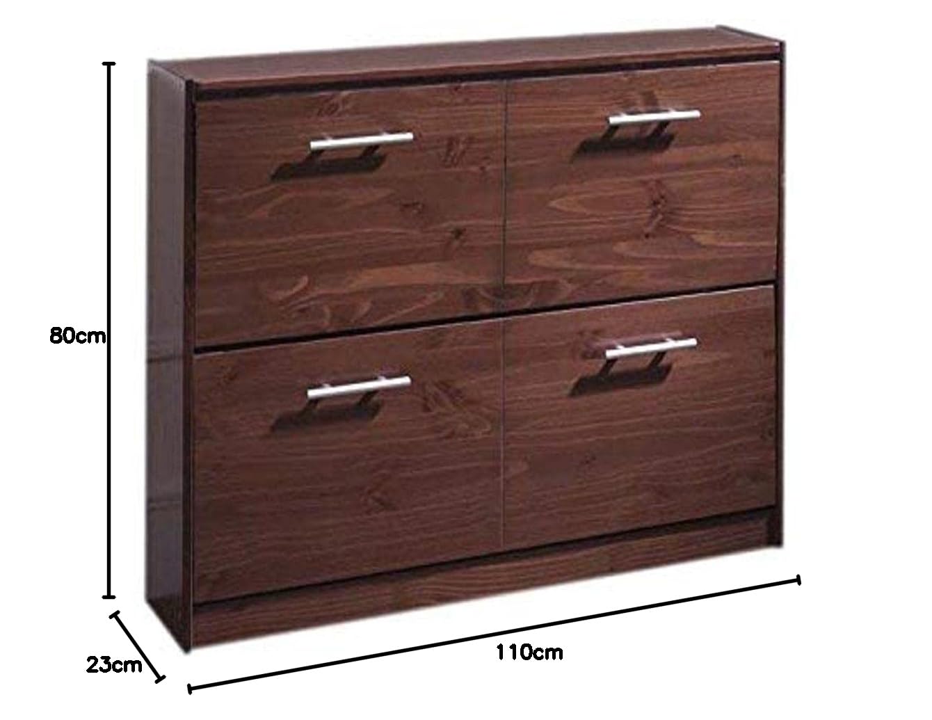 Moblit Zapatero de Dos Puertas Realizado en Madera de Pino Maciza Color Nogal Serie Denia Medidas (80 x 110 x 23) cm, (AltoXAnchoXFondo) Robusto y Duradero