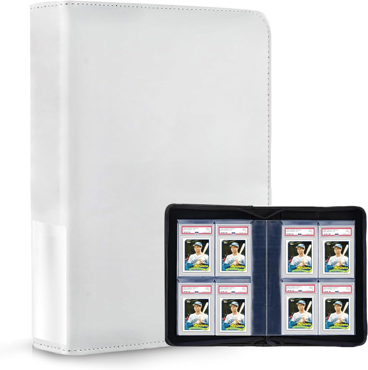 Graded Card Binder for PSA Cards,4 Pocket Slab Binder,Holds 40 PSA Slab Binder,Durable Storage for Trading Cards,Sports Cards,and Collectibles Graded Slab (White)