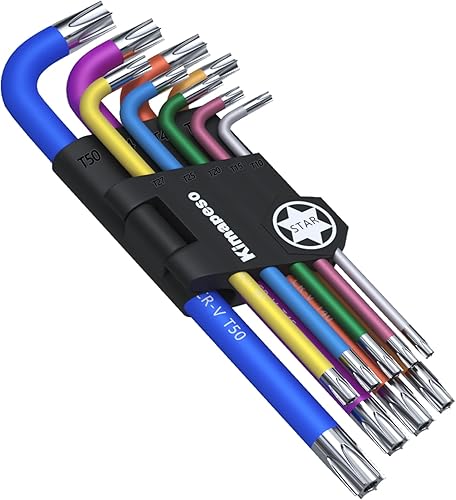Juego de 9 Llaves Allen Torx Estrella, Herramientas de Llaves Allen Estrella, Juego de Llaves Estrella de Colores con Marcas de Tamaño de Precisión