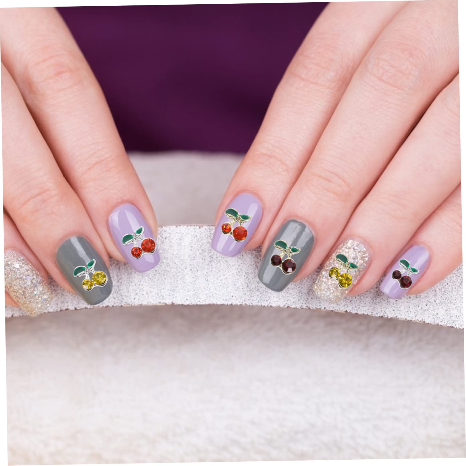 120 Pz Accessori Per Nail Art Con Strass Ciondoli Per Unghie Luccica Gioielli Per Unghie Ciliegie Al Maraschino Ornamenti Glitterati Arte Delle Unghie Kawaii Lega Fascino Chiodo 3d