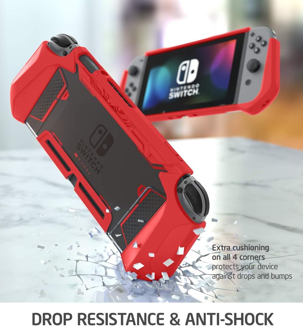 Mumba Dockable Case for Nintendo Switch, [Blade Series] TPU Grip Protective Cover Case Compatible with Nintendo Switch Console and Joy-Con Controller (Red) : Video Games