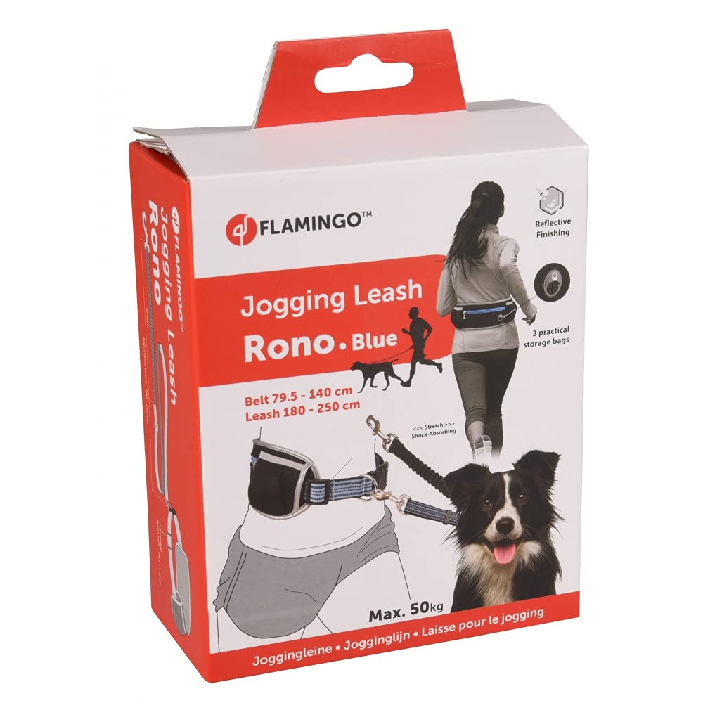Flamingo JOG.LEASH+WAIST BELT RONO BLUE LEASH 155-250/BELT 79,5-140CM