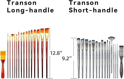 Miniatura 4 de Transon Juego de pinceles de pintura larga profesional para artistas, 16 piezas, con estuche para pinceles, surtido para acuarela, acrílico,