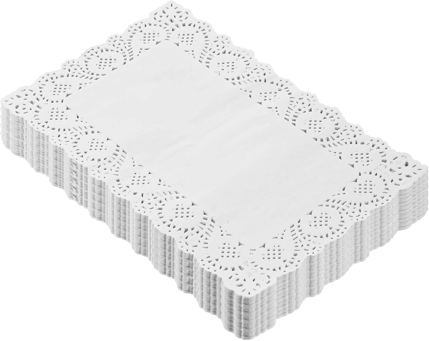100 Pcs Rectangle Paper Doilies 8 inch x 12 inch Lace Paper Placemats White Lace Disposable Papers Doilie Greaseproof Doilies for Food Tables Cakes Desserts Crafts