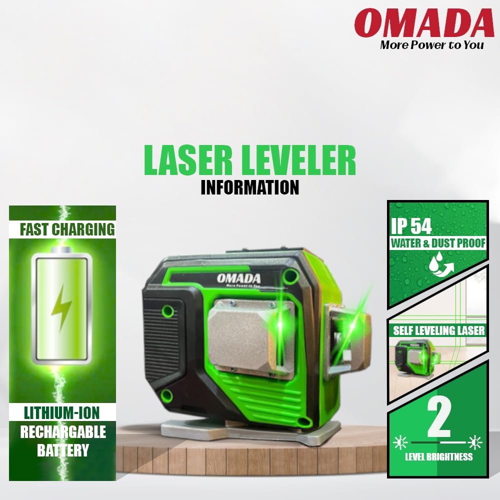 Omada 12-Line Laser Level - Green Self-Leveling -3