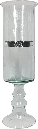 Miniatura 2 de Ebros Gift Portavelas de cristal cilíndrico acanalado grueso y contemporáneo en soporte de pedestal con plato de metal de 4.5 pulgadas, portavelas