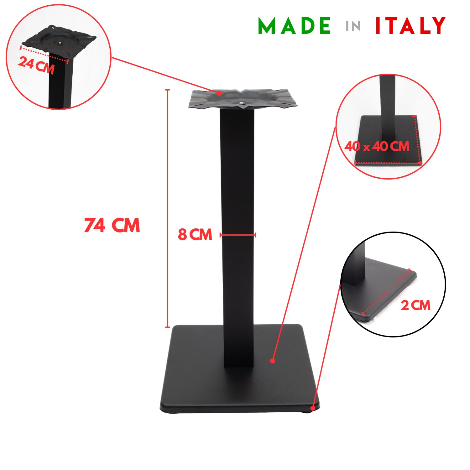 MOHOME Gambe per Tavolo Ferro Made In Italy Nero Rotondo Quadrato Stile Moderno Struttura Robusta Base Stabile Solida Piedini Regolatori Tavoli Soggiorno Bar Bistrò Ristoranti Catering