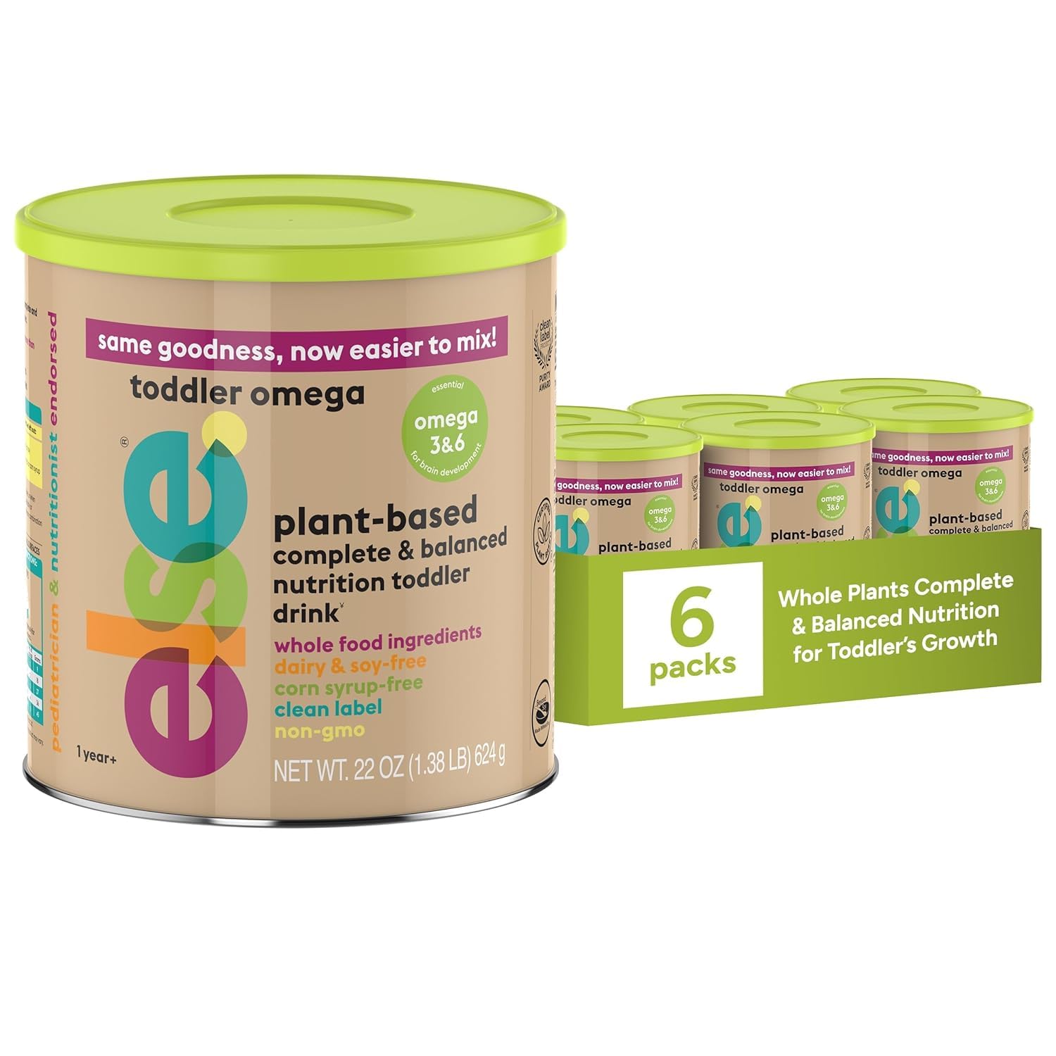 Else Toddler Formula 12-36 Months – Plant-Based, Dairy-Free & Lactose-Free Baby Formula – Dairy Free Formula, Omega 3 & 6 for Brain Development – Soy Formula Alternative, (22 oz, 6 Pack)