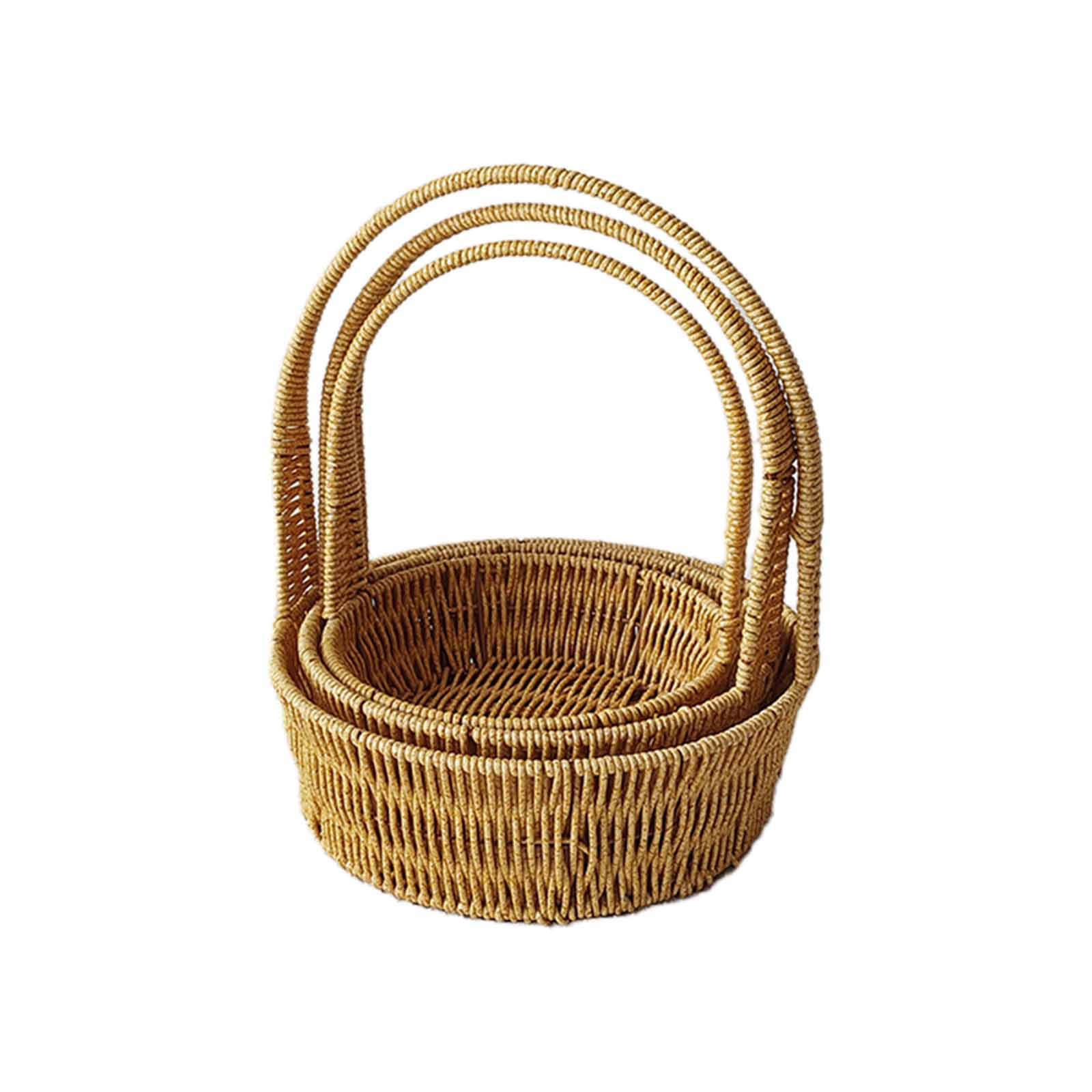 Buxuaaaa Of 3 Practical Food Storage Baskets Elegant Flower Basket Sturdy Organization Basket for Vegetables and Snacks Stackable Fruit Baskets