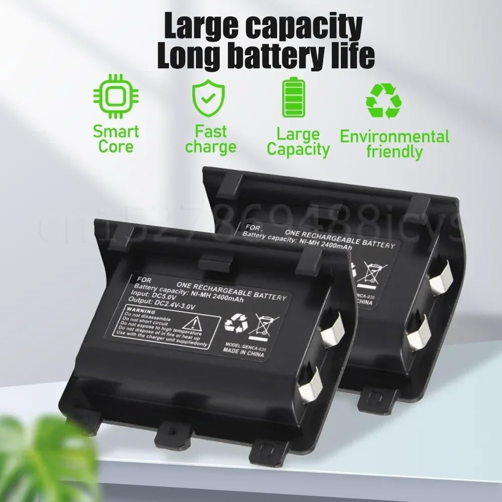 Batteria ricaricabile Ni-MH da 2400 mAh, compatibile for Xbox, un controller wireless Gamepad Joypad con cavo di ricarica USB Batterie di ricambio(4pcs)