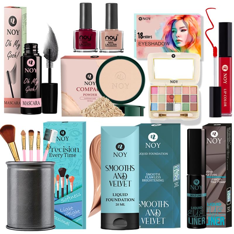 Noy Valentine Day Makeup Gift Box Valentine Day Makeup Kit With Dark Shades Long-Lasting, Matte Finish For Oily Skin Pack Of 13