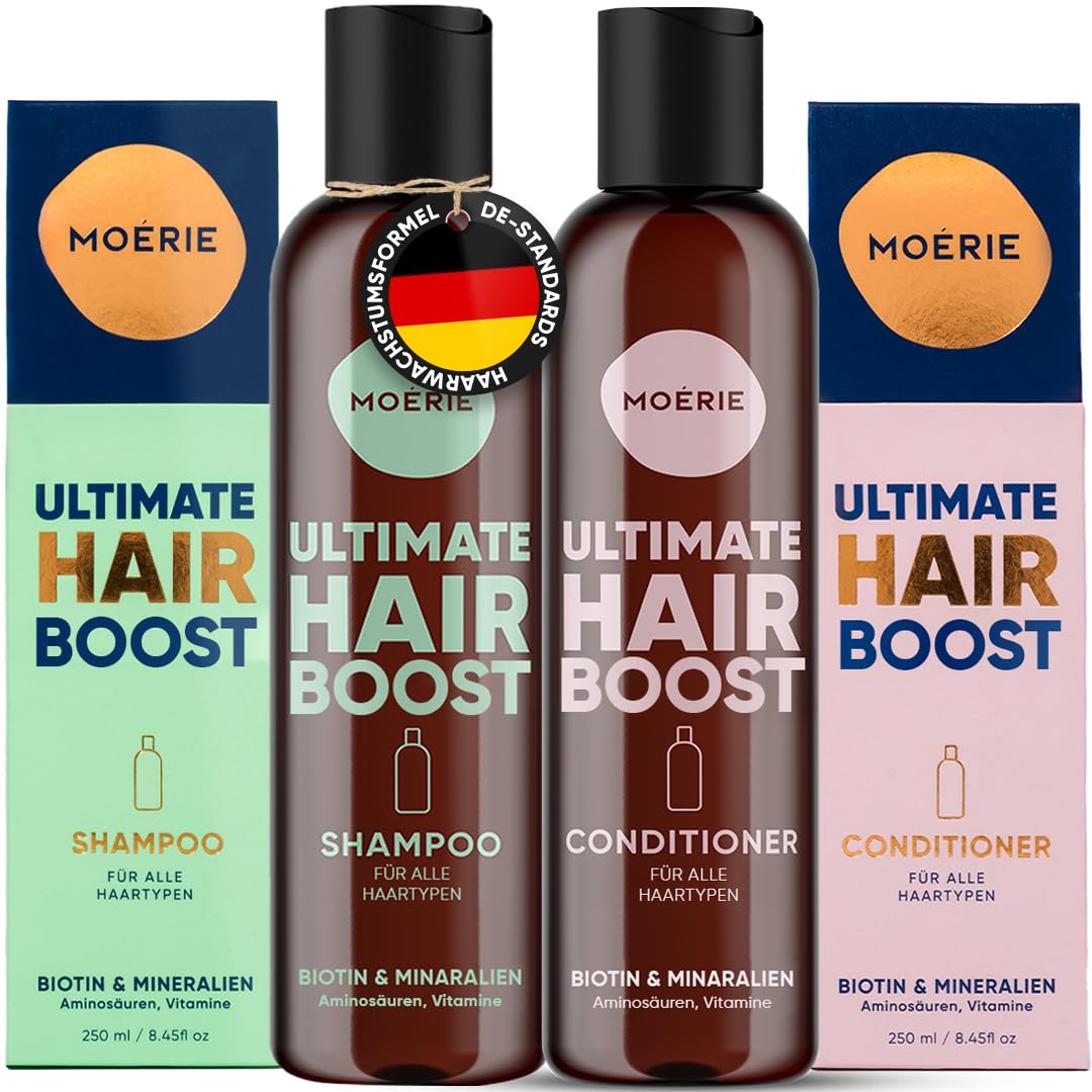MOÉRIE Mineralshampoo und Haarspülung-Set für längeres, dickeres und volleres Haar – vegane Haarprodukte, parabenfreie Haarprodukte, alle Haartypen, kehren Haarausfall um – 2 x 8,5 fl oz 251 ml