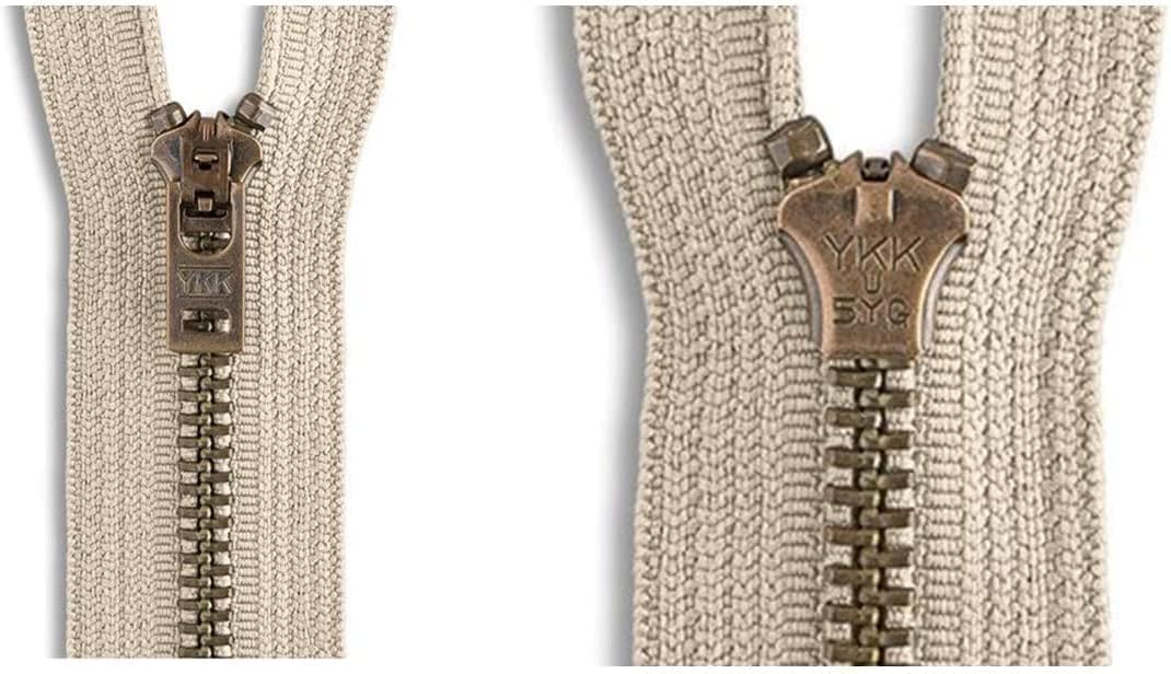 #5 Antique Brass Jeans/Pants Light Beige Medium Weight YKK Zippers - Color Light Beige #572 - Choose Your Length - Made in The United States (1 Zipper Per Pack) (8" Inches)