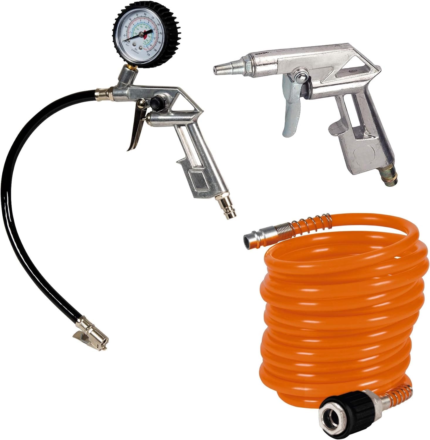 Einhell Compresseur CC-AC 35/10 voiture 12 V (0 – Manomètre 10 Bar, 35 l par minute Débit) & Kit d'accessoires pour compresseur - 1 pistolet de soufflage, 1 manomètre de gonflage, 1 tuyau de 5m