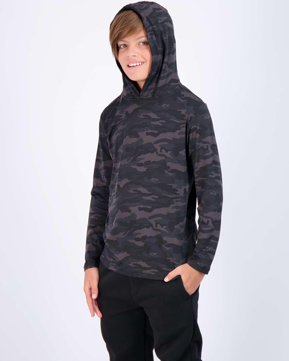 Real Essentials 3 Pack: Dry-Fit Youth Boys Teen Active Long Sleeve Hoodie Sweatshirts - Hooded Pullover Shirts - Image 3