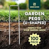 Green Haven Garden Pegs – 100 Pack Galvanised U Shaped Ground Staples – Heavy Duty Metal Landscape Pins for Weed Membrane, Artificial Grass, Moss Poles & Ground Fabric - Image 2