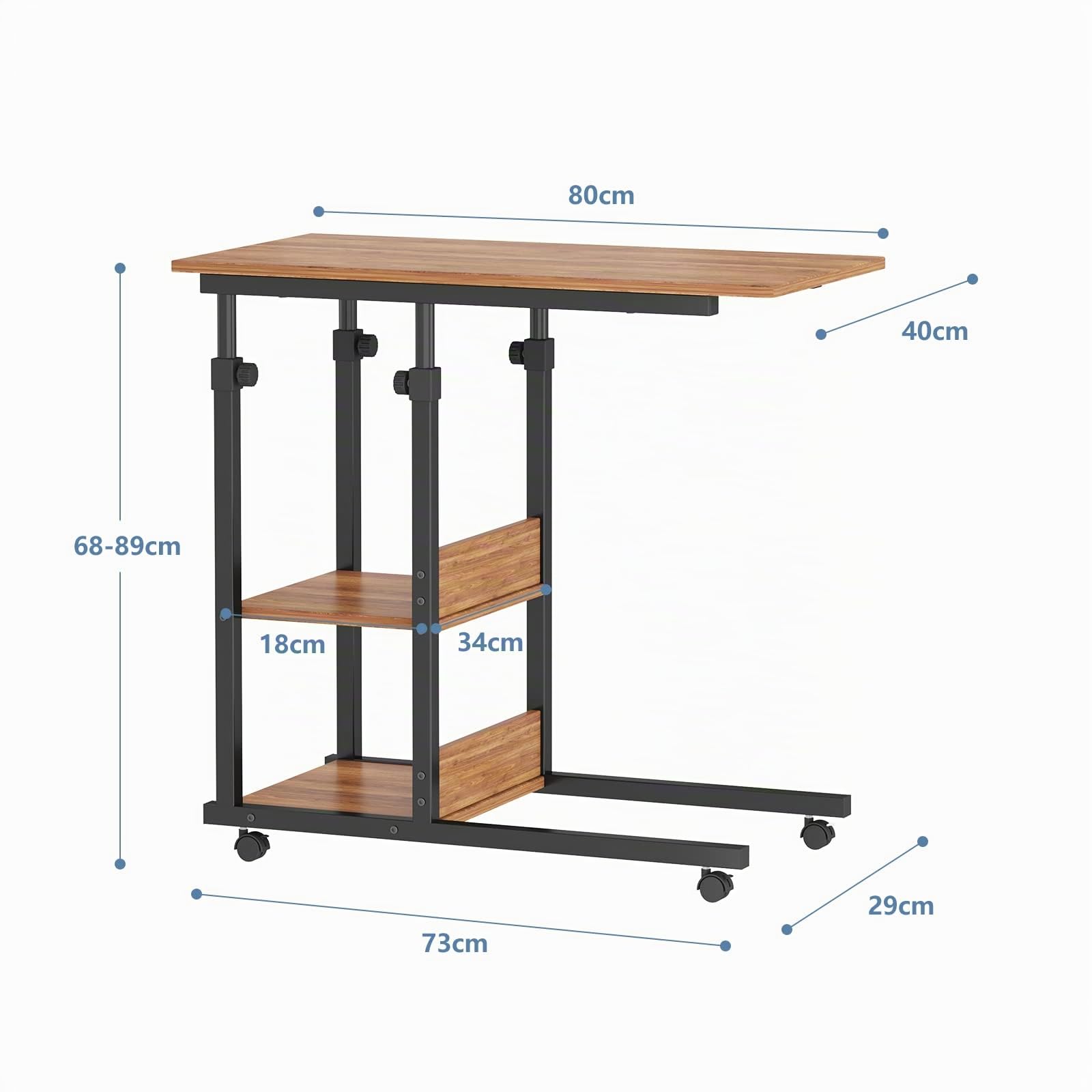 Dripex Table Roulante Table d'Appoint Mobile Réglable en Hauteur