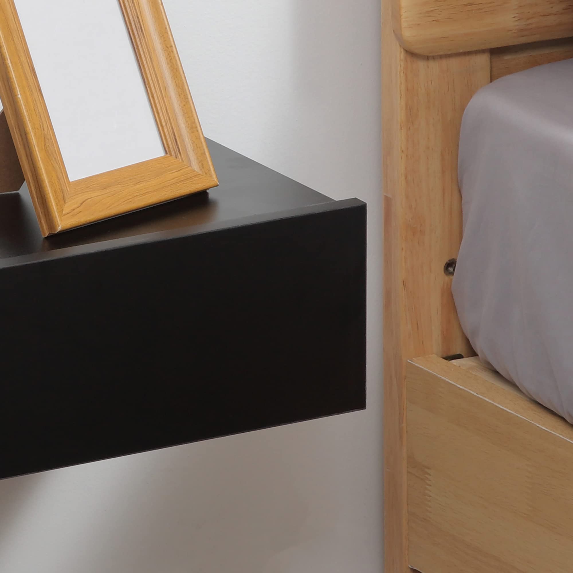 HOMCOM Set 2 Comodini Sospesi con Cassetti, Comodini Camera da Letto in Truciolato, Stile Moderno, 40x30x15 cm, Nero