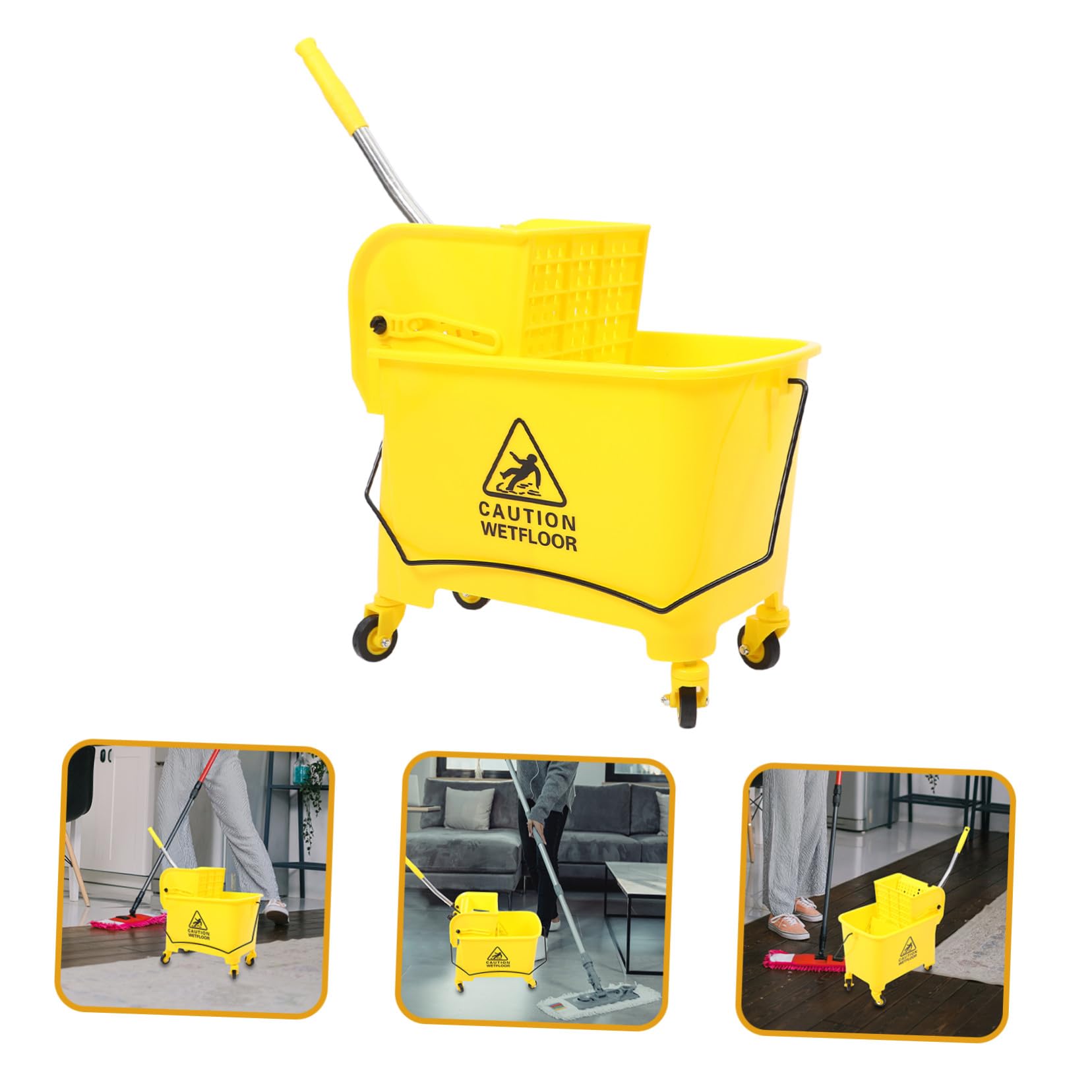 HEMOTON Fregona Fácil de Comercial Cubo Plástico de Ruedas de 20l Limpieza y Escurridor Lateral Movilidad Conveniente Color Aleatorio en Uso Profesional