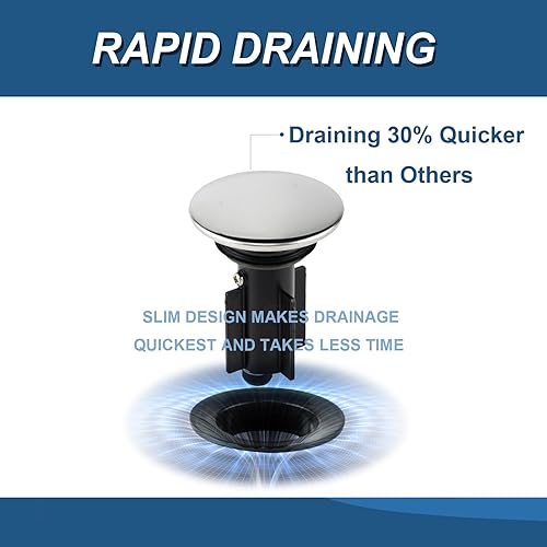Miniatura 4 de Grandiance Desagüe para lavabo de baño con interruptor de encendidoapagado y colador de drenaje rápido integrado, tapón de drenaje desplegable para