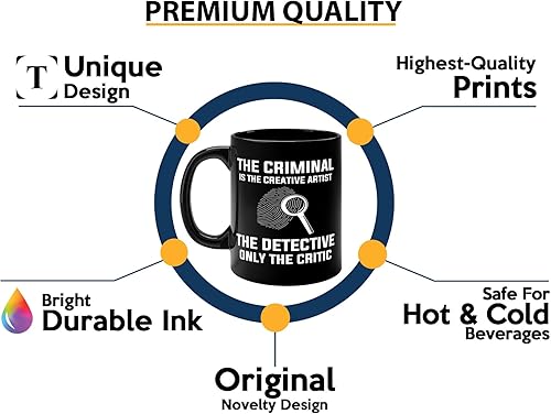 Miniatura 3 de Taza de café detective de 11 onzas, color negro (The criminal is - policía policía patrulla detective sheriff aplicación de la ley Academia de