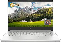 HP Laptop com tela Full HD de 14 polegadas, processador AMD Ryzen 3 3250U, 8GB DDR4 RAM, SSD 128GB, USB Tipo-C, Wi-Fi, webcam HD, HDMI, Windows 11 Home, prata