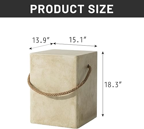 Miniatura 8 de Mesa auxiliar al aire libre, mesa auxiliar rectangular MgO, mesa de centro decorativa para exteriores, balcón, sala de estar