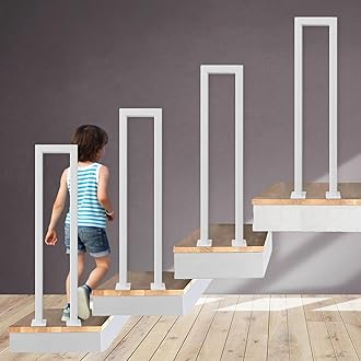 Stair Railing Indoor, U-Shaped Stair Rail, Metal Bannister Rail for Stairs, Handrails for Stairs, Hand Rail U Shape for Loft, Porch, Balcony,Indoor, Outdoor (White, 65cm)