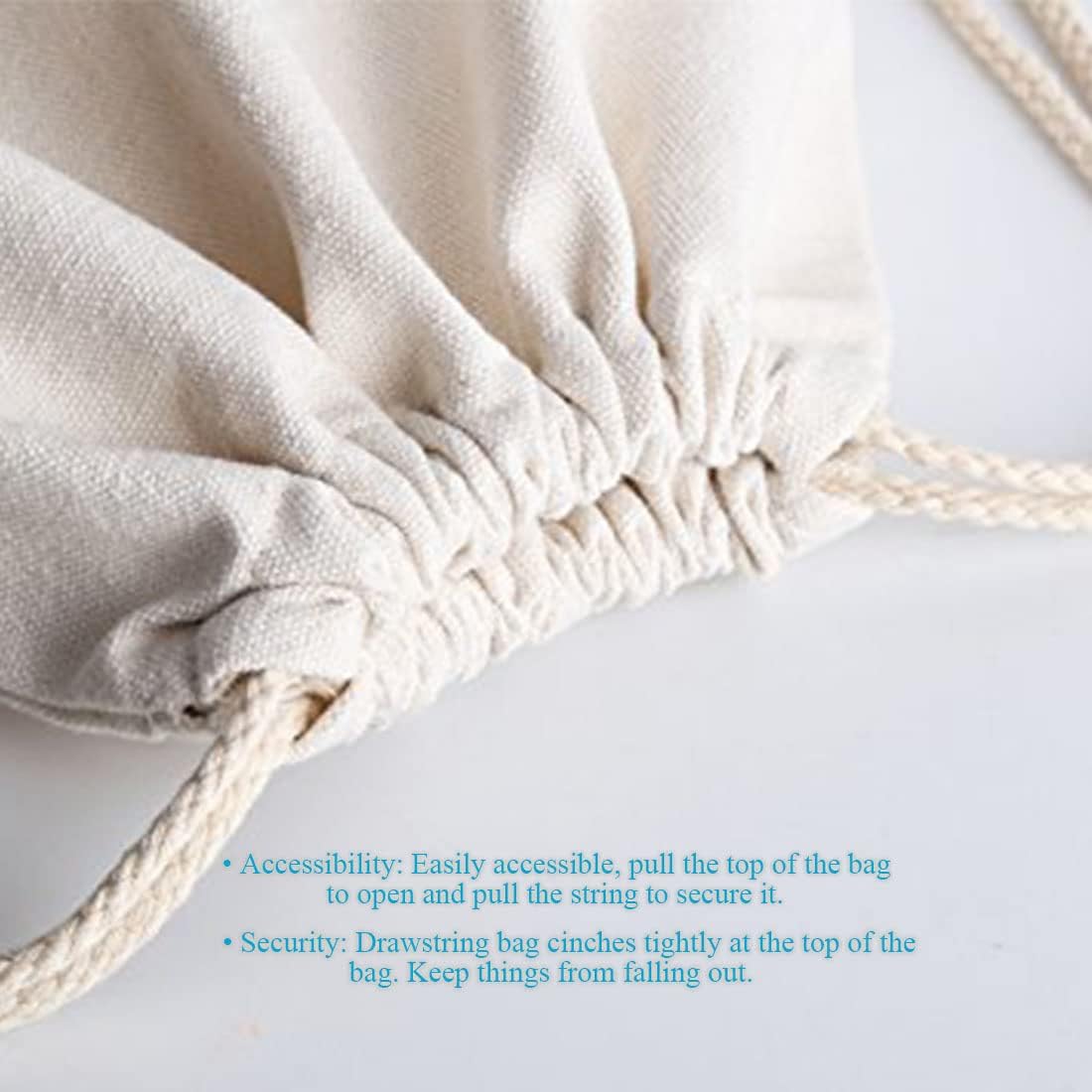 2-pack Cotton Canvas Drawstring Backpack Bag Gym Sackpack String Sack Pack Bags, 13.3 x 15.7 inches, Blue - Image 6