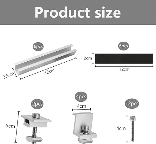 Miniatura 3 de Soportes de montaje en panel solar, soportes Z de aluminio ligero de 4.7 in, para soporte de panel solar, placa trapezoidal, montaje en techo plano,