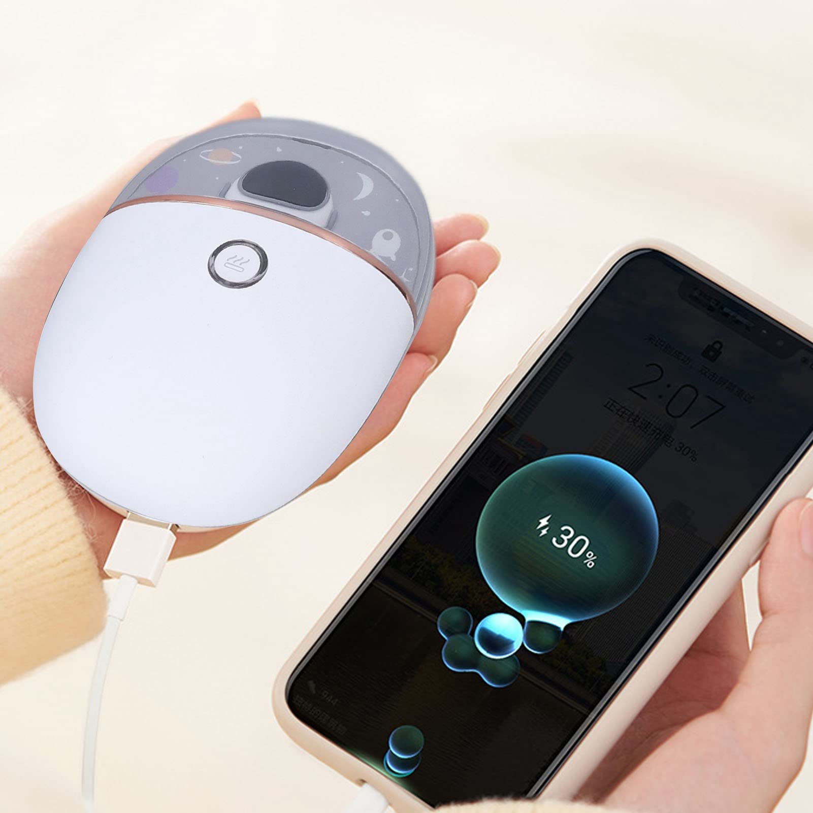 Scaldamani ricaricabile Piccolo scaldamani portatile bifacciale con ricarica USB per il viaggio a casa