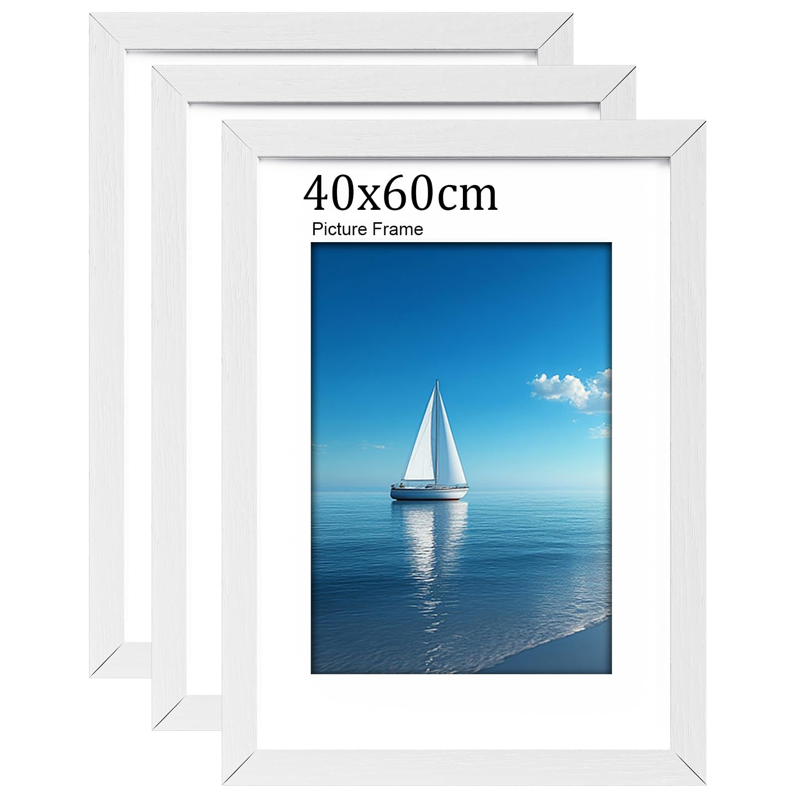 LVAOUO 3Pack 40x60 Picture Frames, Wooden Photo Frame 40 x 60cm, Versatile Frame Black, Display, Landscape or Portrait Orientation-Material Plexiglass, Wall-Mount & Desk