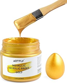 ARTFLY Acrylfarbe Merallic Gold, 100 ml Metallic Goldlack Blattgold für Kunst, Handarbeiten, ungiftig, lichtecht, ideal für Leinwand, Holz, Stoff, Keramik, Stein, Bastelbedarf