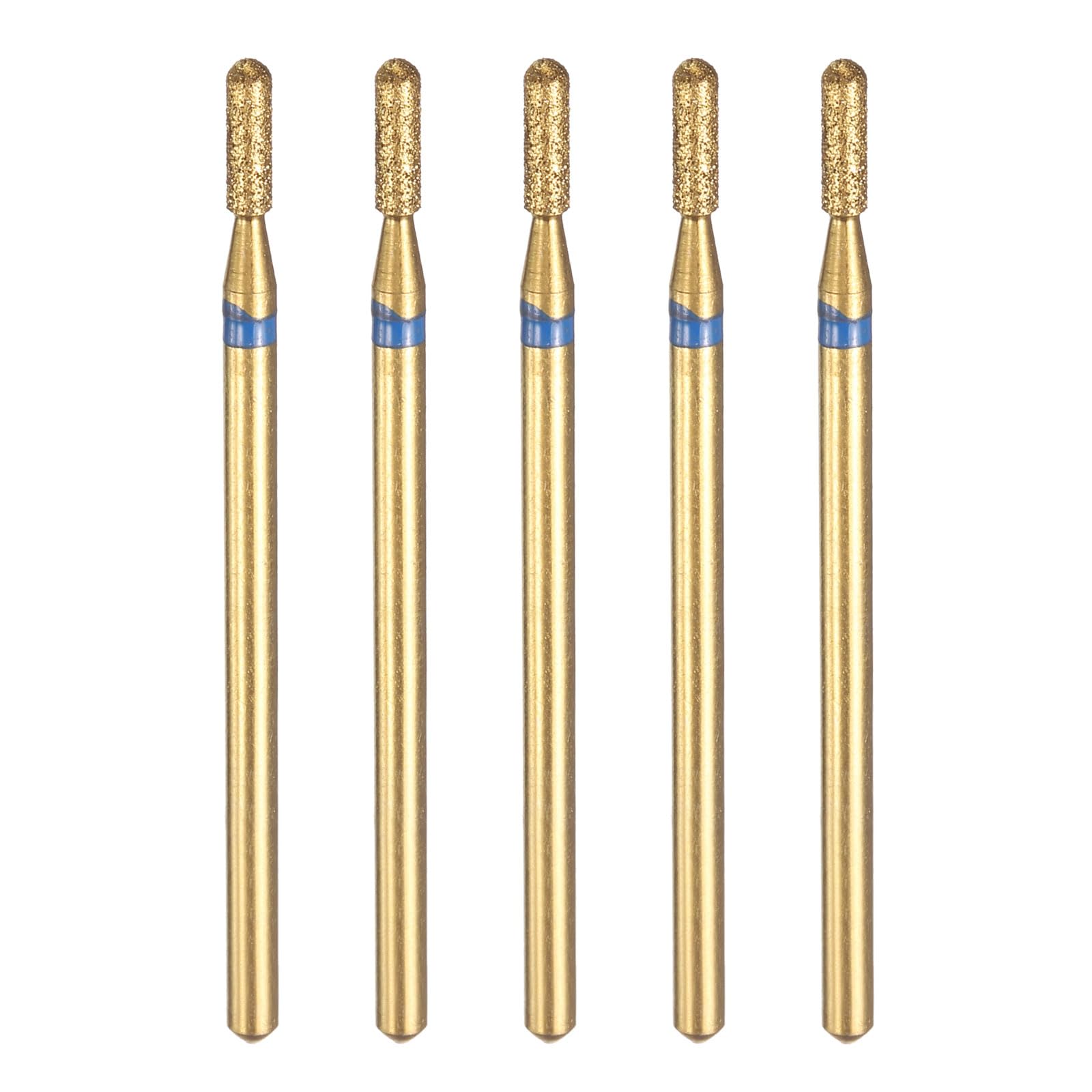 HARFINGTON 5pcs 200-230 Grits Diamond Grinding Bit 4mm Cylindrical Ball Head 2.35mm Shank 12mm Length Titanium Plated Stone Sanding Drill Bits Rotary Tool for Nails Grinding Polishing