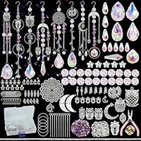DEMIUKO 410PCS DIY Sun Catchers Making Kit Adults Crystal Suncatchers Crafts Kit Windows Owl Pendants Crystal Hanging Ornaments Sun Moon Prism Rainbow Glass Kit for Gift Christmas Garden Party Decor
