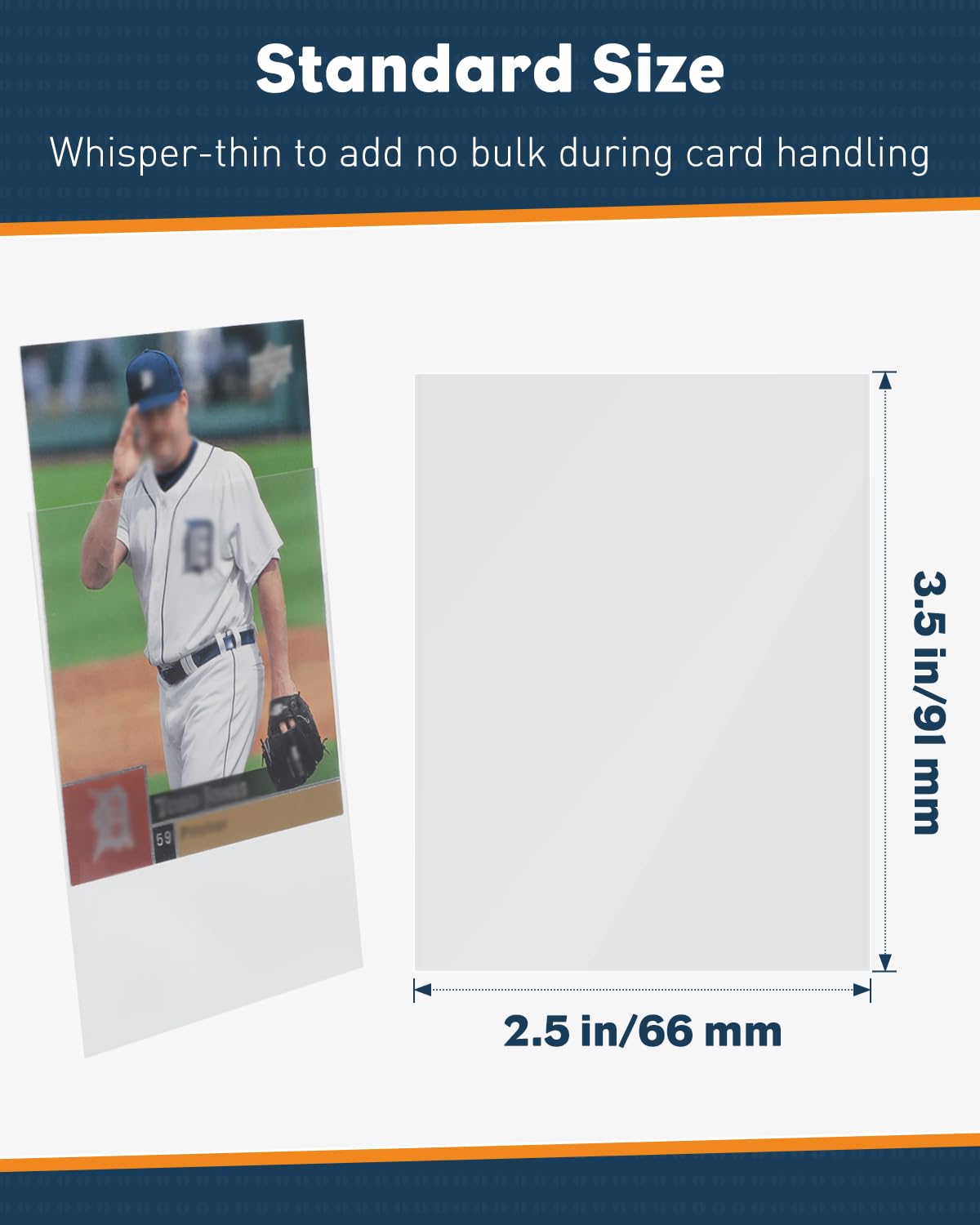 Uniclife 200 Counts Trading Card Sleeves - Ultra Clear Penny Sleeves for Baseball, Sports, MTG, Football, Photocards - 66 x 91 mm Card Protectors