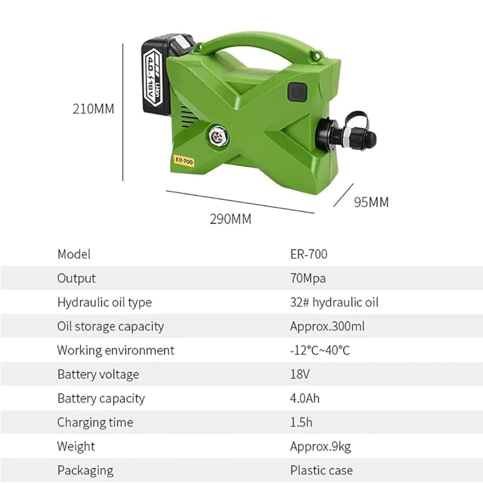 Pompe Hydraulique éLectrique, Mini Pompe Hydraulique Haute Pression 70Mpa (10152psi), avec 2 Batteries (18V 4AH) + TéLéCommande, UtiliséE pour Les Machines De PoinçOnnage
