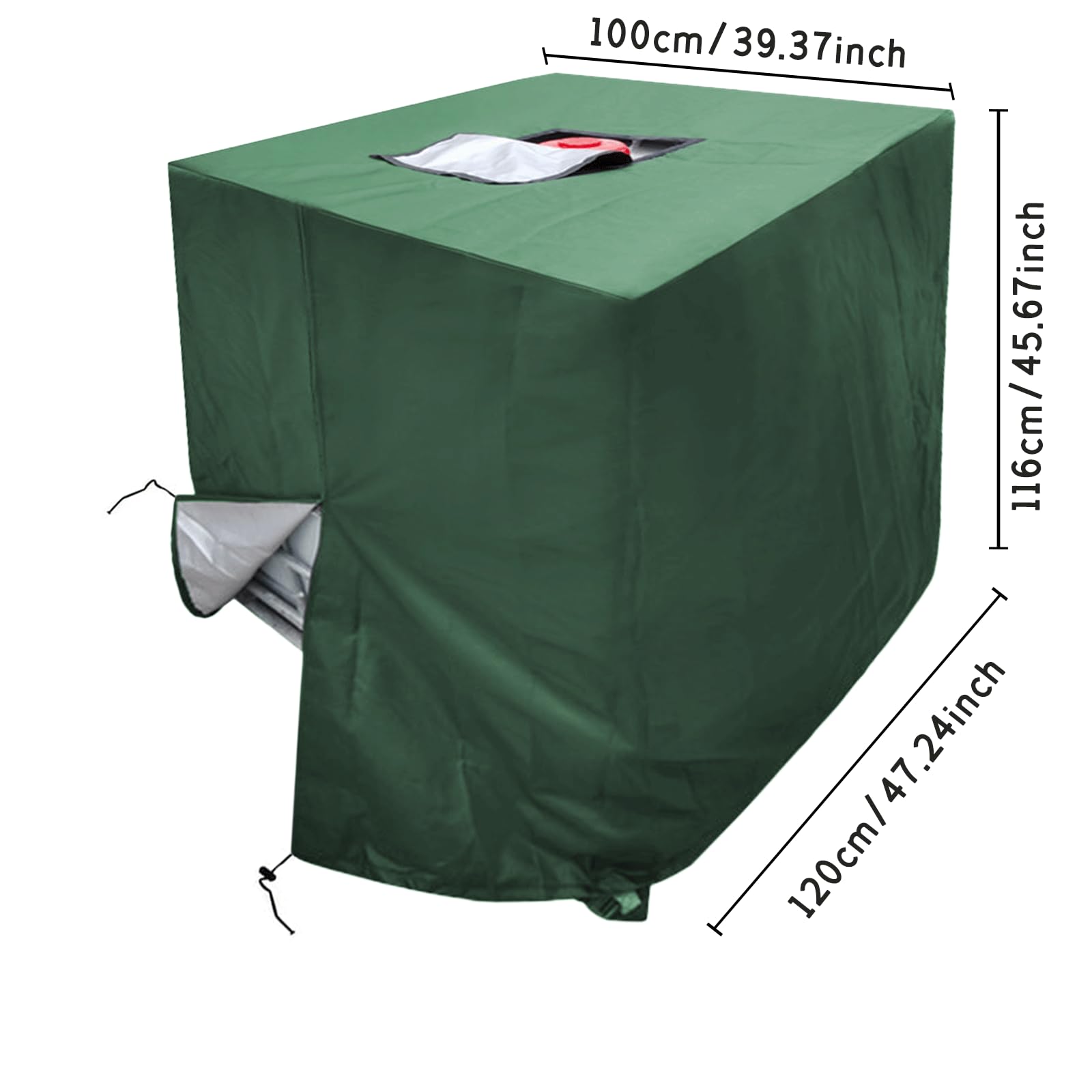 IBC pokrowiec ochronny na zbiornik IBC, pokrowiec ochronny do zbiornika na wodę 1000 l, plandeka ochronna z uchwytem i zamkiem błyskawicznym, 120 x 100 x 116 cm